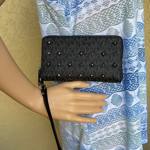 Michael Kors Jet Set Travel Large Flat Multifunctional Phone Case-Wristlet-Walle - Picture 11 of 16